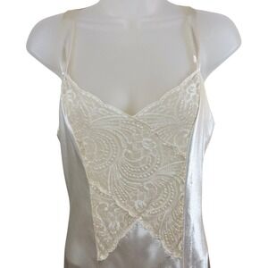 VTG Victoria's Secret Gold Label Satin Lace Slip Nightgown Women's Size P Ivory‎